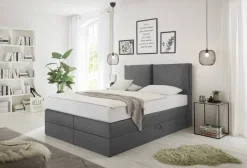 Boxspringbett Lissy graubraun Liegefläche B/L: ca. 140x200 cm