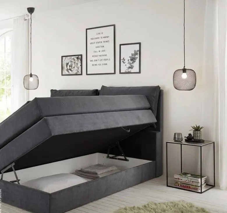 Boxspringbett Lissy graubraun Liegefläche B/L: ca. 140x200 cm