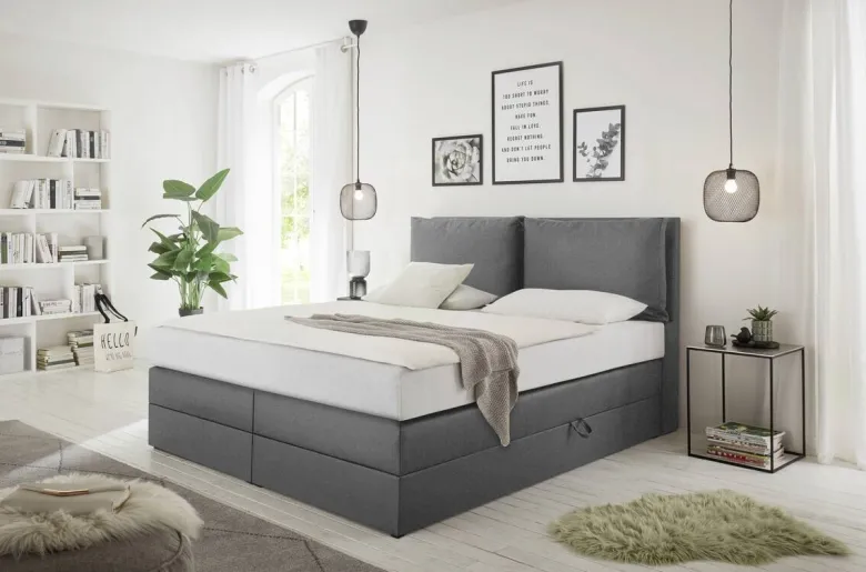 Boxspringbett Lissy graubraun Liegefläche B/L: ca. 160x200 cm