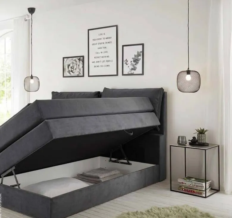 Boxspringbett Lissy graubraun Liegefläche B/L: ca. 180x200 cm