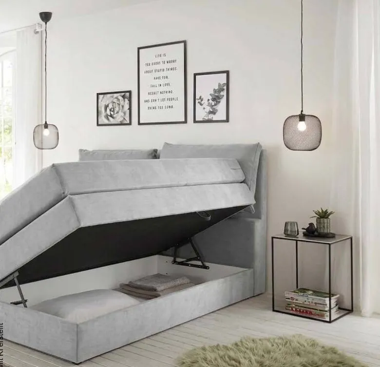 Boxspringbett Lissy grau Liegefläche B/L: ca. 160x200 cm