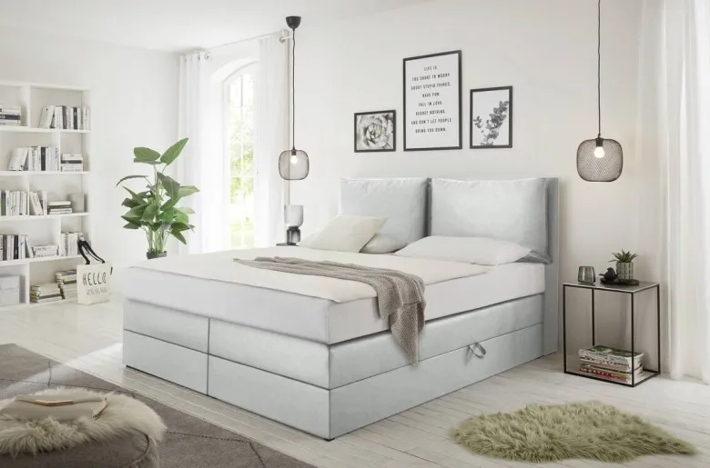 Boxspringbett Lissy grau Liegefläche B/L: ca. 160x200 cm