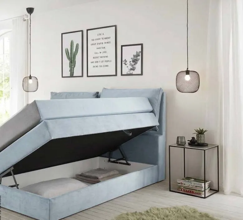 Boxspringbett Lissy hellblau Liegefläche B/L: ca. 180x200 cm