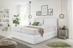 Boxspringbett Lissy weiß Kunstleder Liegefläche B/L: ca. 160x200 cm