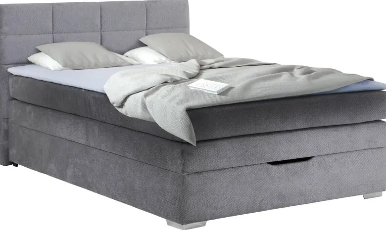 Boxspringbett Porto II grau Liegefläche B/L: ca. 140x200 cm