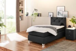 Boxspringbett schwarz Flachgewebe Liegefläche B/L: ca. 90x200 cm
