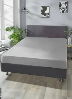 Boxspring Spannbetttuch silber Baumwolle B/L: ca. 100x200 cm