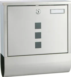 Briefkasten Edelstahl B/T/L: ca. 30,5x9,6x33,5 cm
