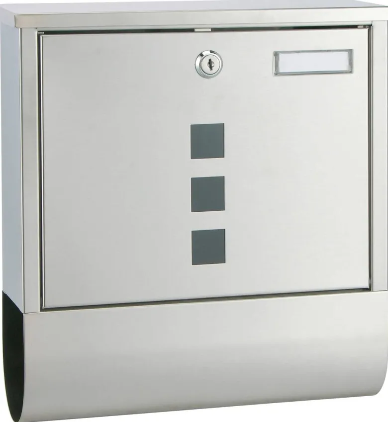 Briefkasten Edelstahl B/T/L: ca. 30,5x9,6x33,5 cm