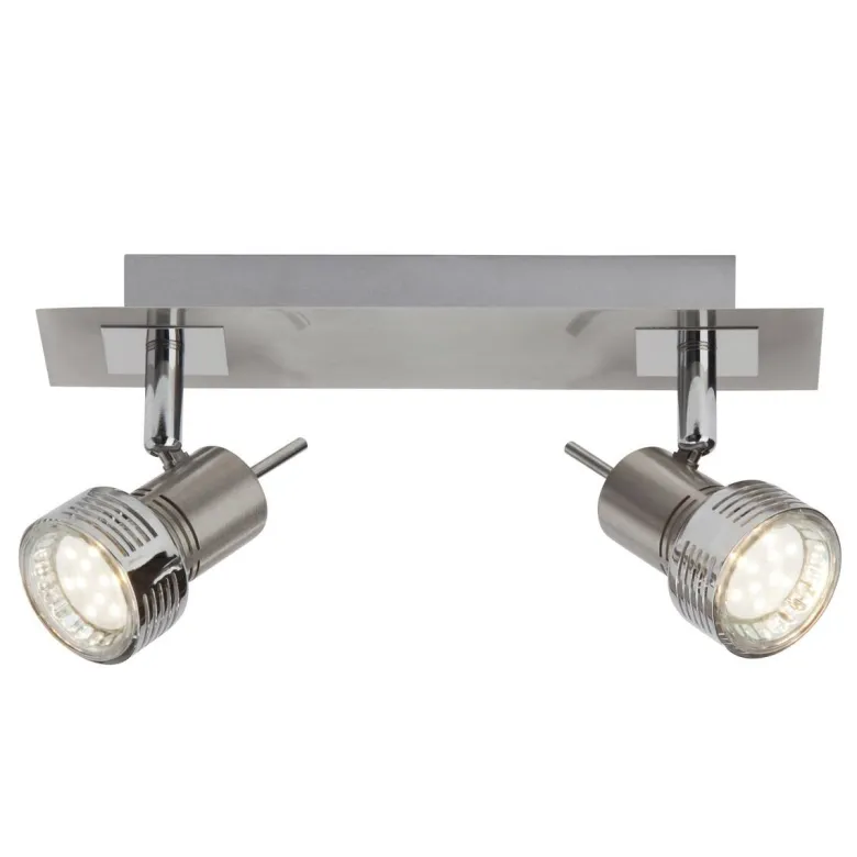 Brilliant Spotbalken Kassandra G34729/77 nickel Chrom Metall B/H/T: ca. 30,5x15x6,5 cm 2 Brennstellen