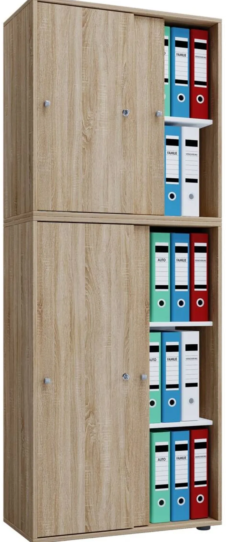 Büroschrank Lona XXL mit Schiebetüren Eiche Sonoma Nachbildung weiß B/H/T: ca. 70x184x37 cm