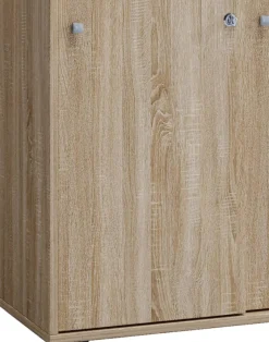Büroschrank Lona XXL mit Schiebetüren Eiche Sonoma Nachbildung weiß B/H/T: ca. 70x184x37 cm