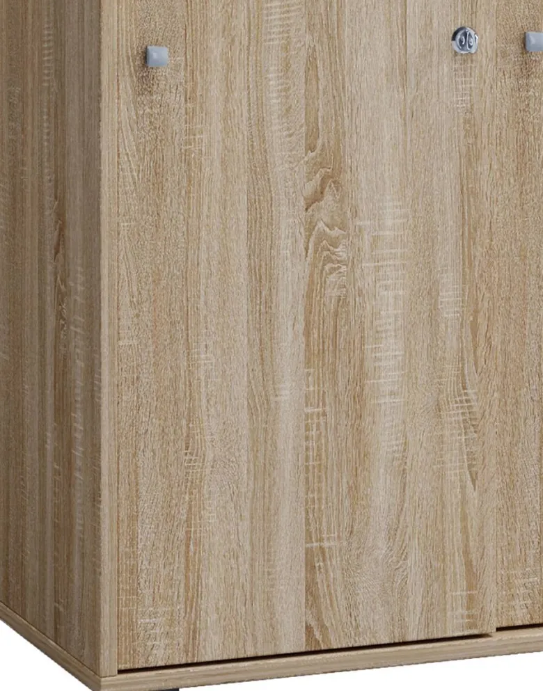Büroschrank Lona XXL mit Schiebetüren Eiche Sonoma Nachbildung weiß B/H/T: ca. 70x184x37 cm