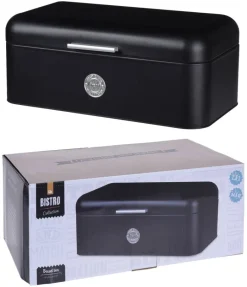 Brotkasten mattschwarz Metall B/H/L: ca. 22x16x42 cm