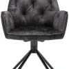 byLIVING Sessel SARINA 2er-Set anthrazit Vintage Samt Metall B/H/T: ca. 59,5x89x62 cm