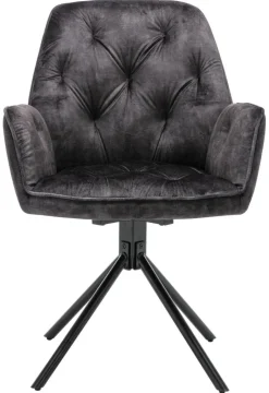 byLIVING Sessel SARINA 2er-Set anthrazit Vintage Samt Metall B/H/T: ca. 59,5x89x62 cm