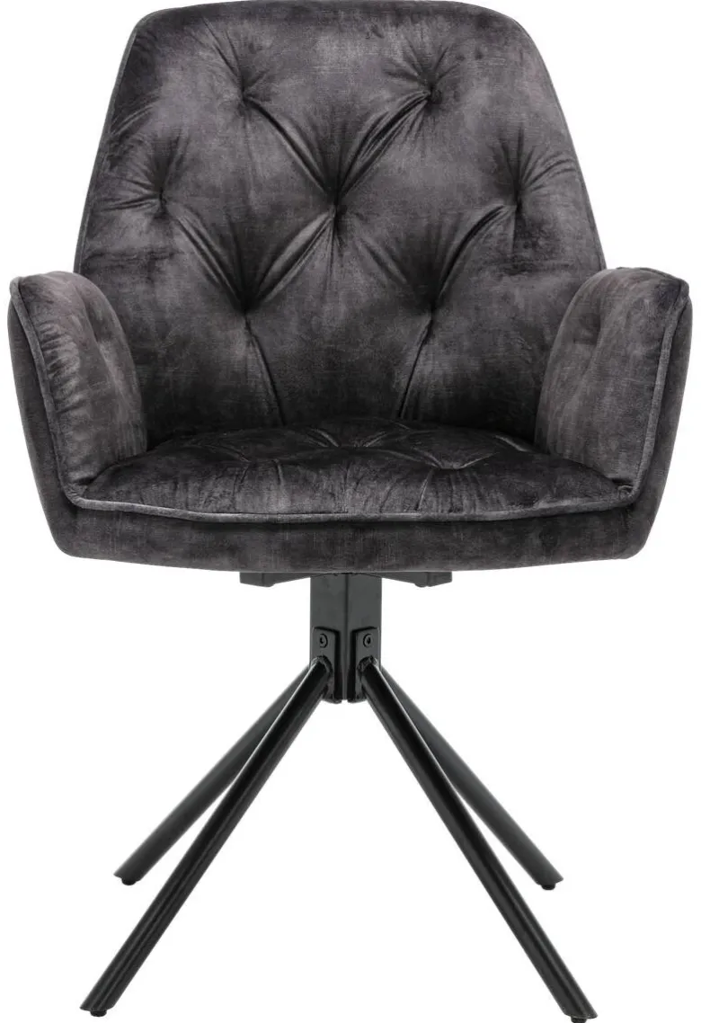 byLIVING Sessel SARINA 2er-Set anthrazit Vintage Samt Metall B/H/T: ca. 59,5x89x62 cm