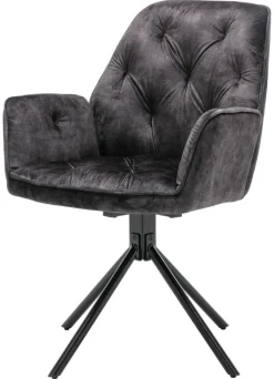 byLIVING Sessel SARINA 2er-Set anthrazit Vintage Samt Metall B/H/T: ca. 59,5x89x62 cm