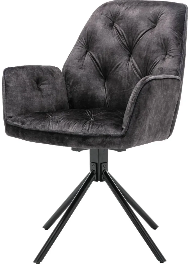 byLIVING Sessel SARINA 2er-Set anthrazit Vintage Samt Metall B/H/T: ca. 59,5x89x62 cm