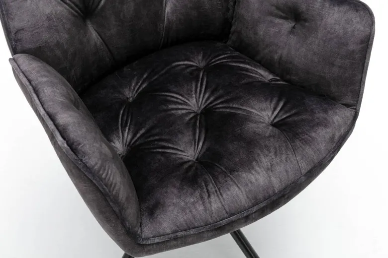 byLIVING Sessel SARINA 2er-Set anthrazit Vintage Samt Metall B/H/T: ca. 59,5x89x62 cm