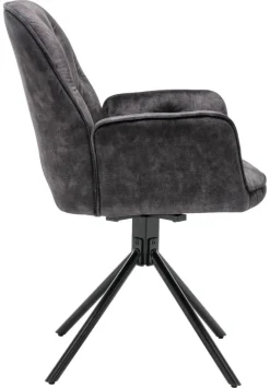 byLIVING Sessel SARINA 2er-Set anthrazit Vintage Samt Metall B/H/T: ca. 59,5x89x62 cm