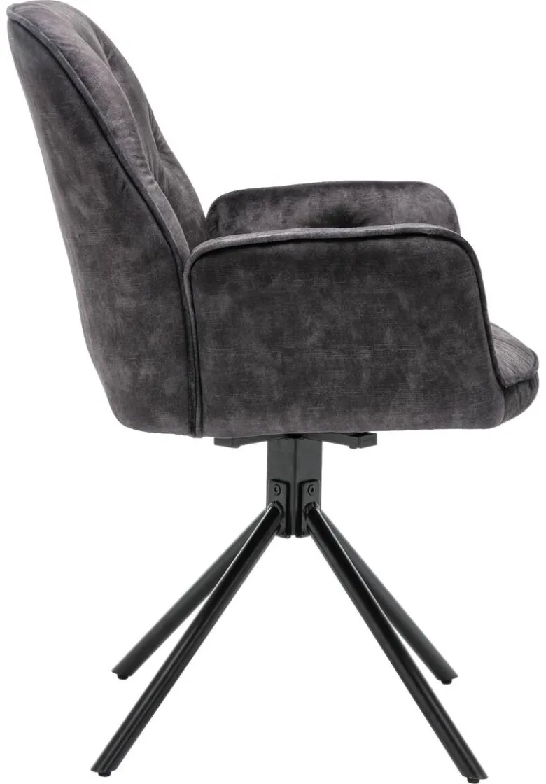 byLIVING Sessel SARINA 2er-Set anthrazit Vintage Samt Metall B/H/T: ca. 59,5x89x62 cm