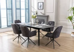 byLIVING Sessel SARINA 2er-Set anthrazit Vintage Samt Metall B/H/T: ca. 59,5x89x62 cm