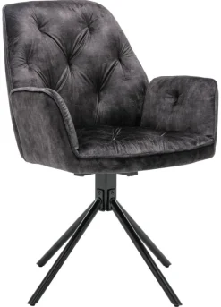 byLIVING Sessel SARINA 2er-Set anthrazit Vintage Samt Metall B/H/T: ca. 59,5x89x62 cm