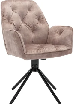 byLIVING Sessel SARINA 2er-Set beige Vintage Samt Metall B/H/T: ca. 59,5x89x62 cm
