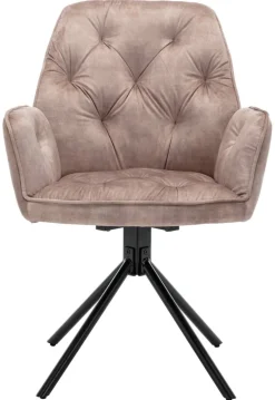 byLIVING Sessel SARINA 2er-Set beige Vintage Samt Metall B/H/T: ca. 59,5x89x62 cm