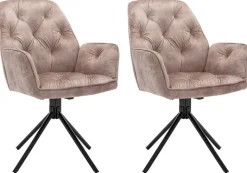 byLIVING Sessel SARINA 2er-Set beige Vintage Samt Metall B/H/T: ca. 59,5x89x62 cm