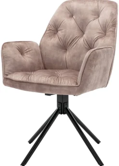 byLIVING Sessel SARINA 2er-Set beige Vintage Samt Metall B/H/T: ca. 59,5x89x62 cm