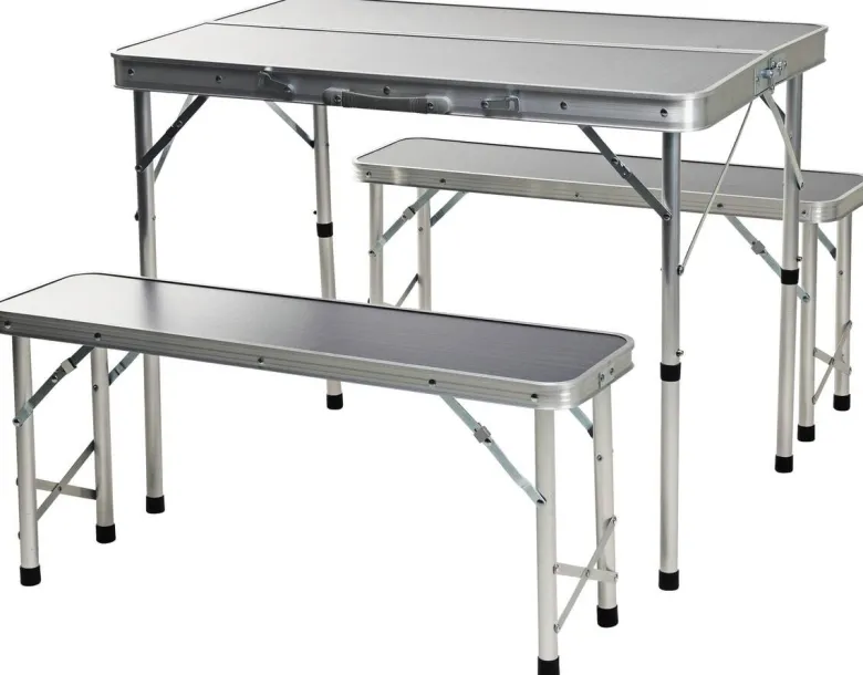 Camping Tischset dunkelgrau MDF B/H/L: ca. 93x11,5x33 cm