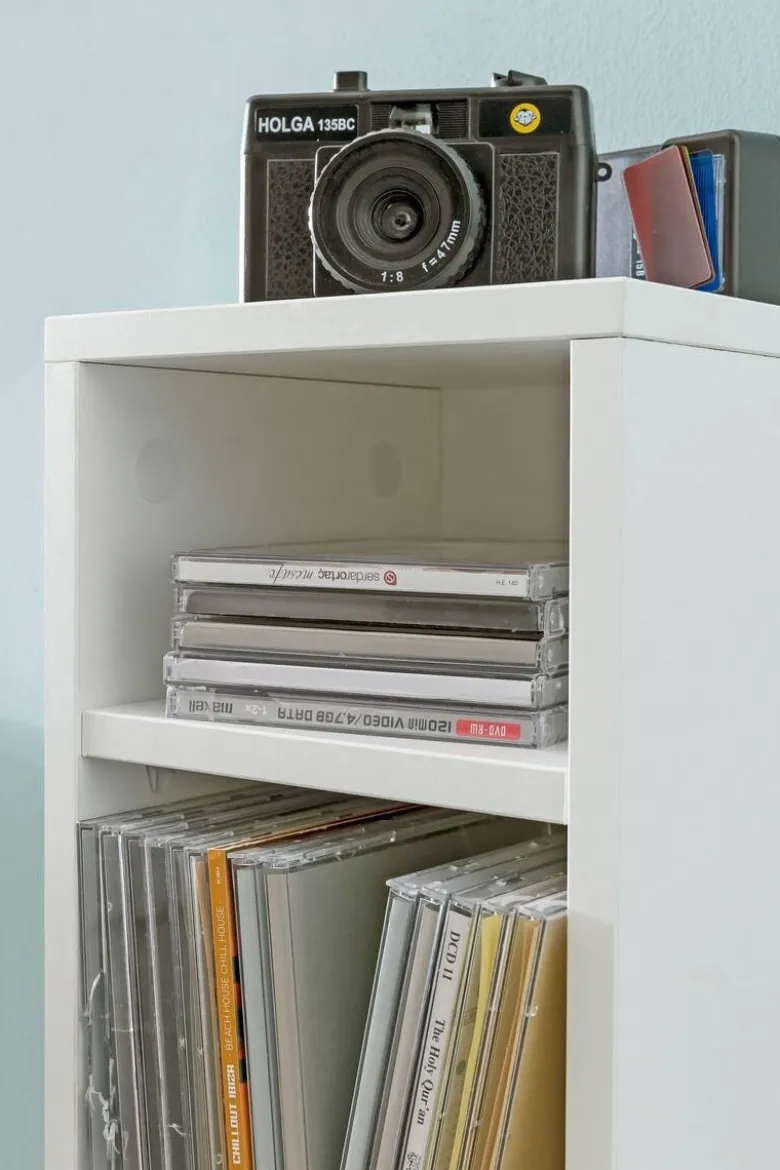 CD Regal weiß B/H/T: ca. 21x90x20 cm