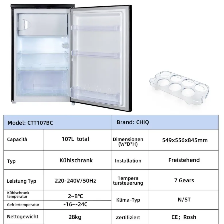 CHiQ Stand-Kühlschrank CKS110CBPO dark Inox B/H/T: ca. 54,9x84,5x55,6 cm