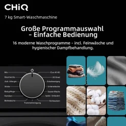 CHiQ Waschmaschine PW73863B schwarz B/H/T: ca. 60x85x46,5 cm ca. 7 kg