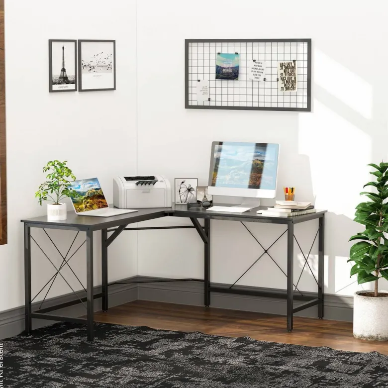 Computertisch 836-122BK schwarz B/H/L: ca. 150x76x150 cm