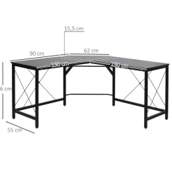 Computertisch 836-122BK schwarz B/H/L: ca. 150x76x150 cm