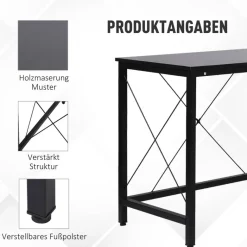 Computertisch 836-122BK schwarz B/H/L: ca. 150x76x150 cm