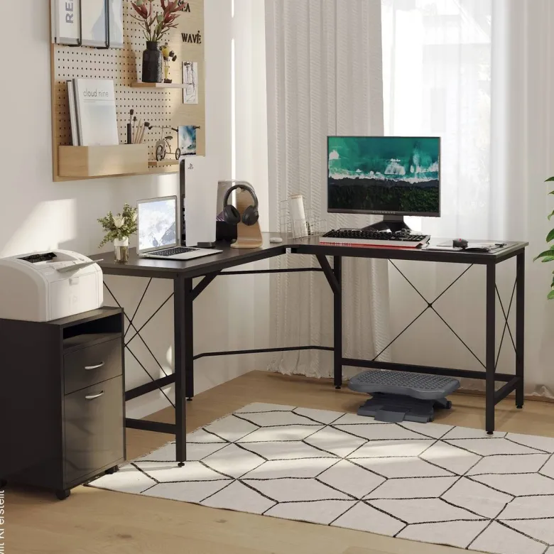 Computertisch 836-122BK schwarz B/H/L: ca. 150x76x150 cm