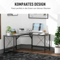 Computertisch 836-122BK schwarz B/H/L: ca. 150x76x150 cm