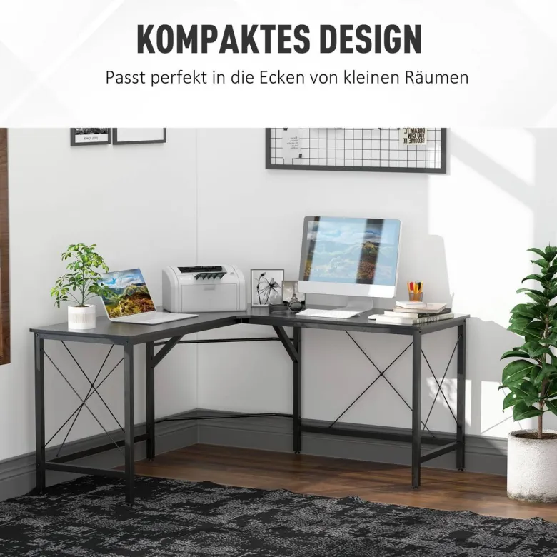 Computertisch 836-122BK schwarz B/H/L: ca. 150x76x150 cm