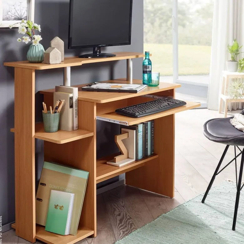 Computertisch buche Nachbildung B/H/T: ca. 94x90,5x48,5 cm