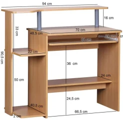 Computertisch buche Nachbildung B/H/T: ca. 94x90,5x48,5 cm