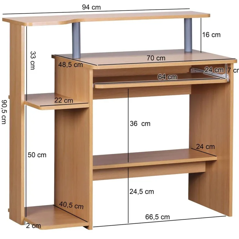 Computertisch buche Nachbildung B/H/T: ca. 94x90,5x48,5 cm