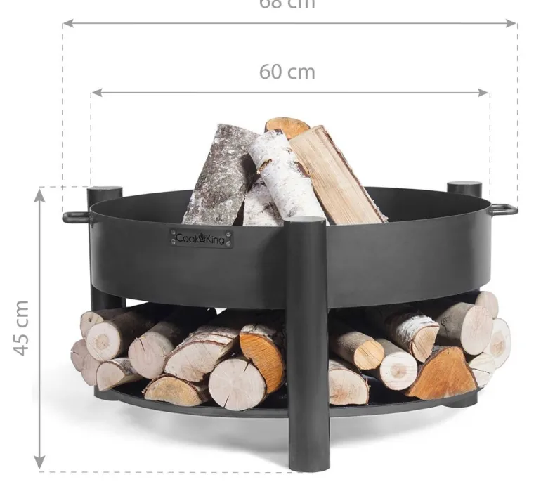 CookKing Feuerschale Montana 60 schwarz Stahl B/H/T: ca. 68x45x68 cm