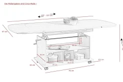 Couchtisch Babsi III buche Nachbildung B/H/T: ca. 107x53x67 cm
