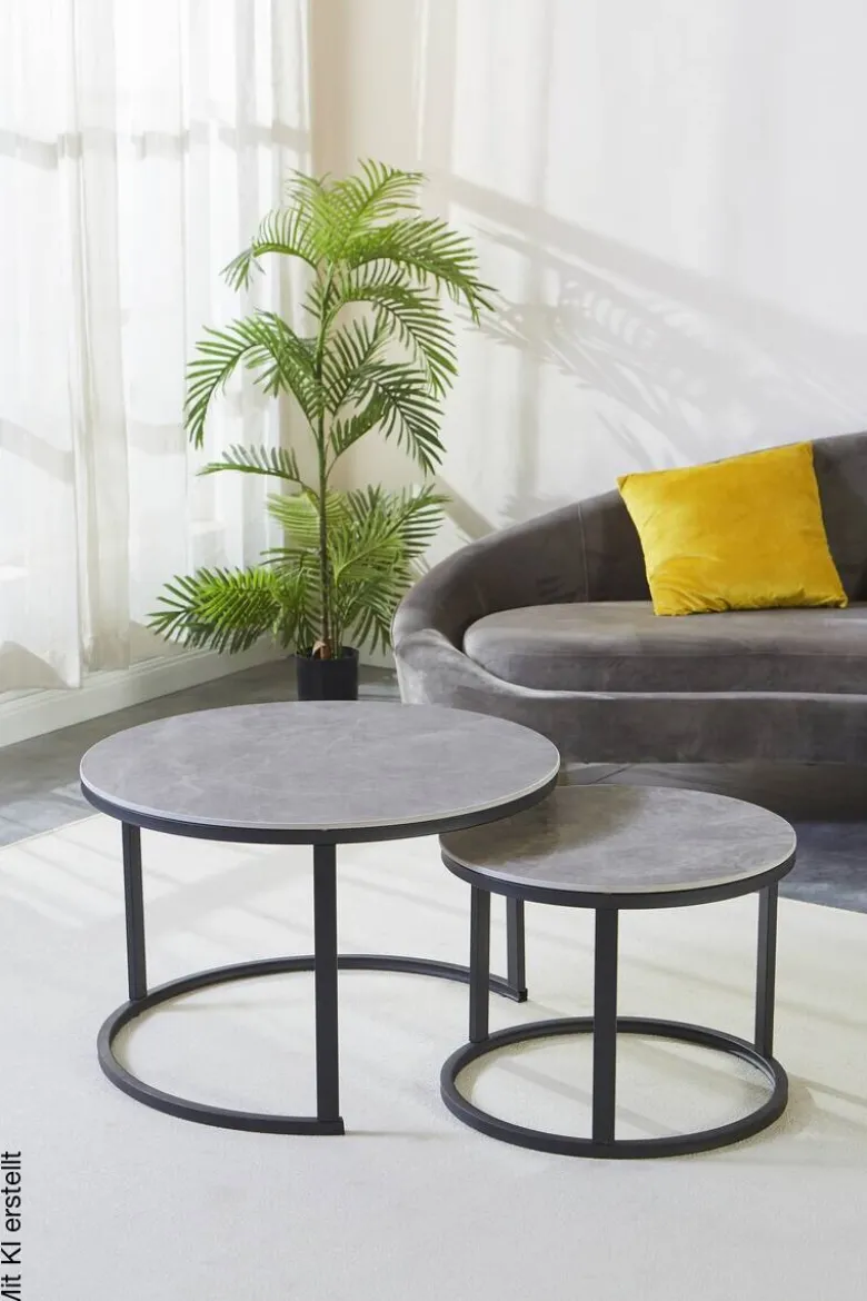 Couchtisch C680G-Couple grau schwarz B/H: ca. 70x45 cm