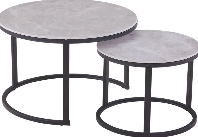 Couchtisch C680G-Couple grau schwarz B/H: ca. 70x45 cm