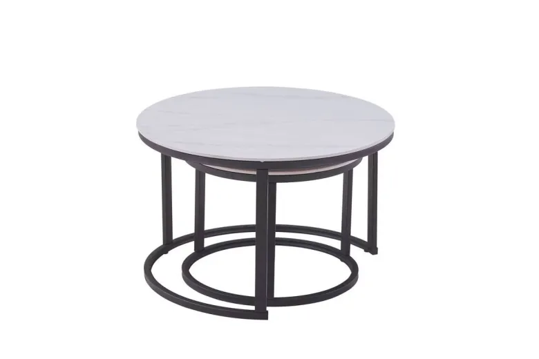 Couchtisch C680W-Couple weiß schwarz B/H: ca. 70x45 cm